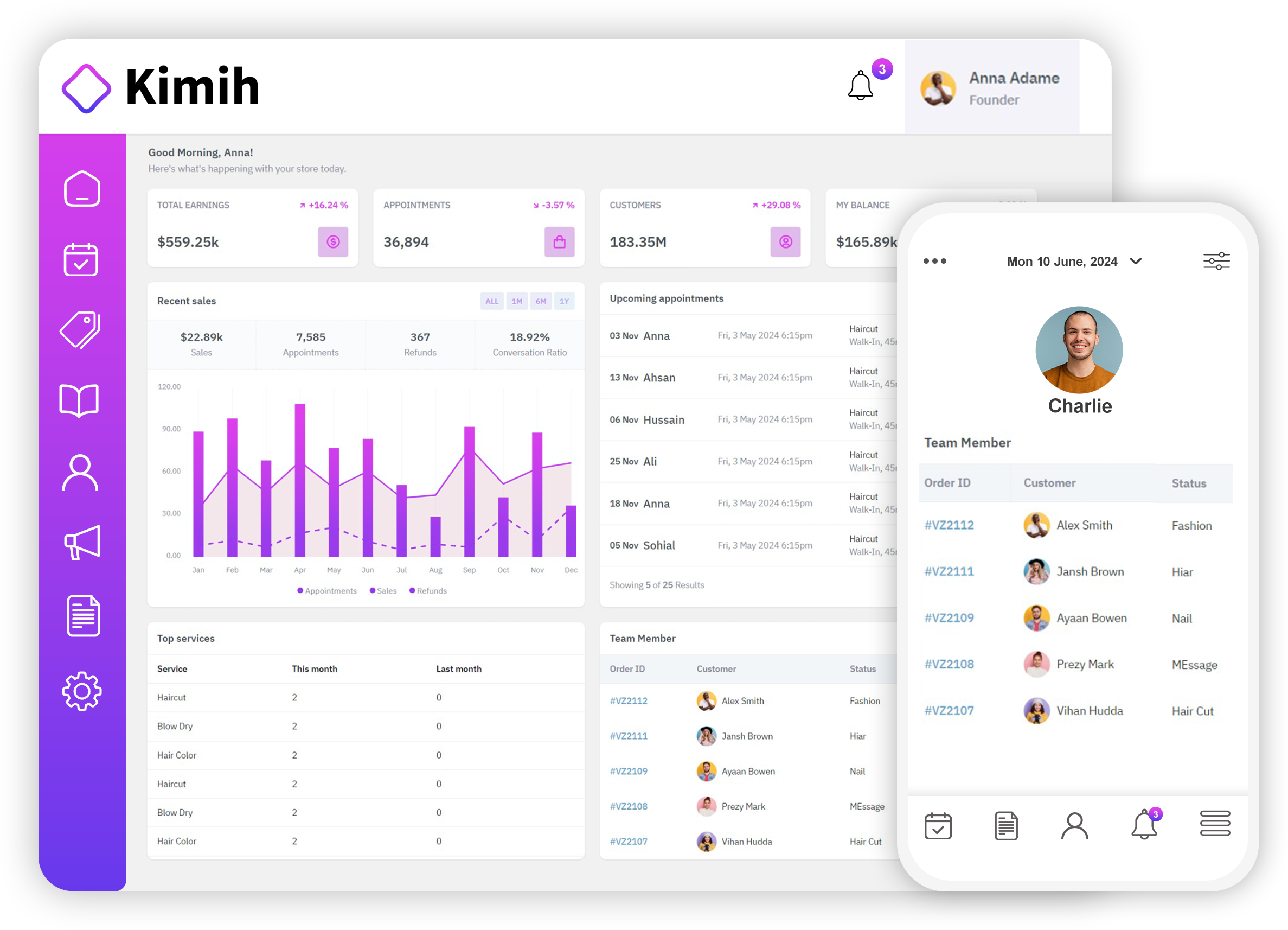 Kimih Business Portal & Mobile App Showcase